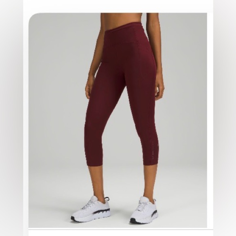 Lululemon Athletica Burgundy Cropped Leggings size 18 EUC